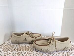 Salkin USA Comfort Walking Shoes Men's 44 US 10-10.5 Beige Lace Up Moc Toe Casua